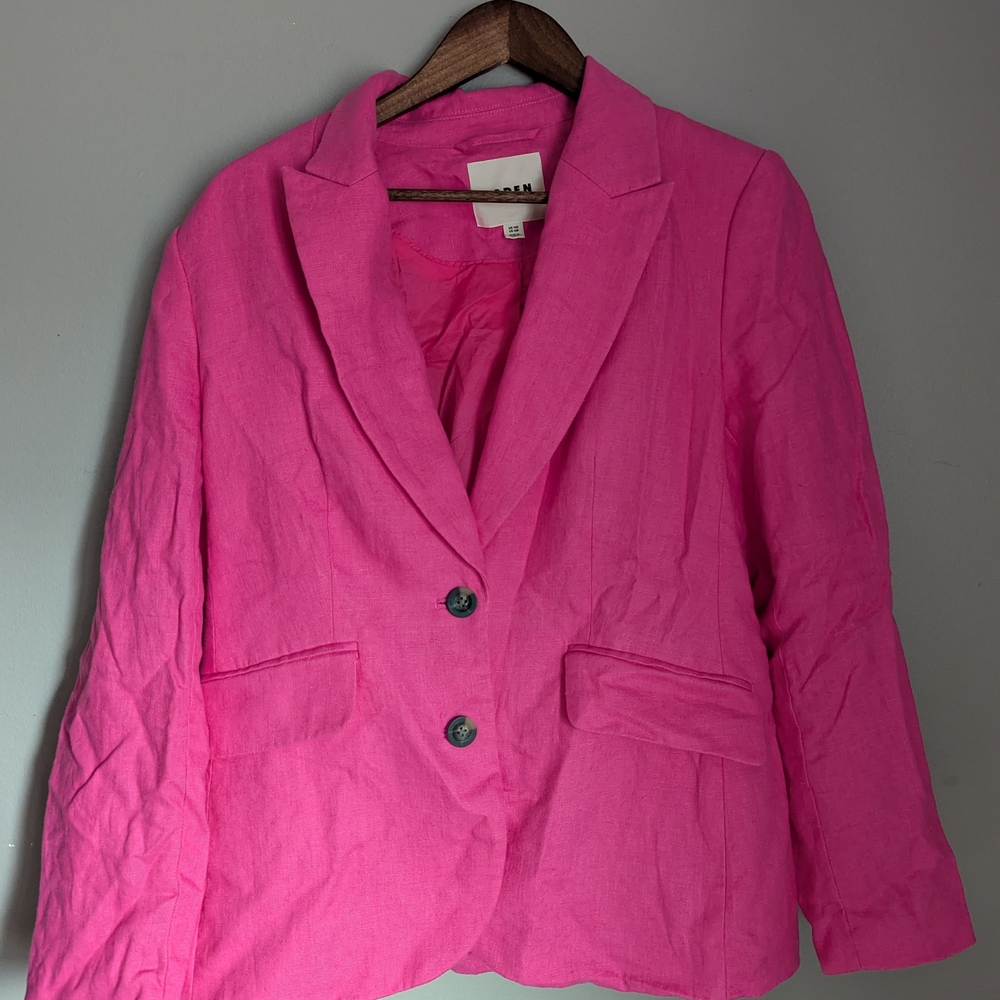 Boden Pink Blazer Classic Notched Lapel Linen Us10r Medium